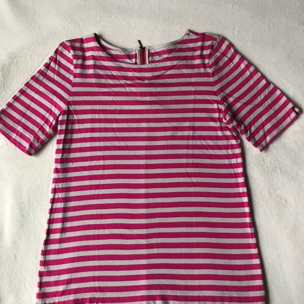 LOFT pink/gray stripes - women’s shirt